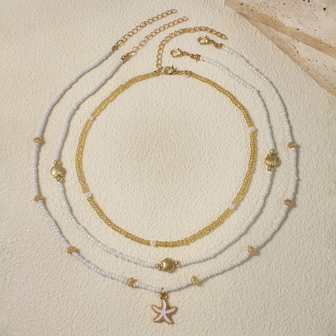 Bohemian Starfish and Shell Pendant Necklace Set